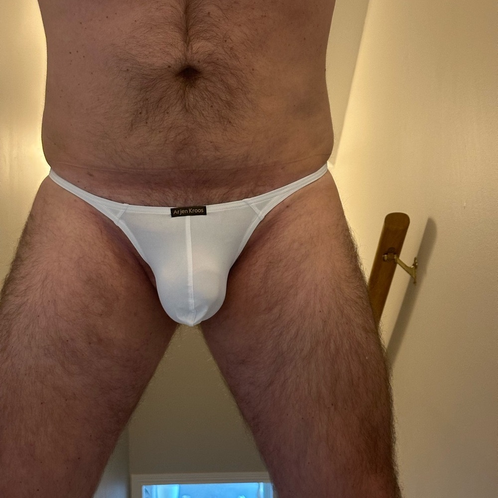 Men’s White Thin Thong